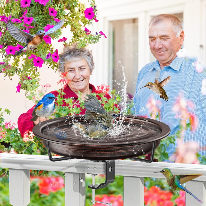 VeyFolzin.st Deck Mounted Bird Bath for Outside, Detachable Birdbath Bowl