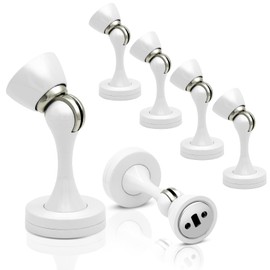 6 Pack Magnetic Door Stops, Wall Floor Mount, White Magnetic Door Holders Door Catch Modern Stainless Steel Door Stoppers for Bottom of Door
