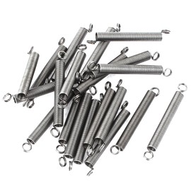 sourcing map Extension Spring - 0.45mm Wire Dia, 3.9mm OD, 28mm Free Length Spring Steel Small Dual Hook Tension Spring 20pcs