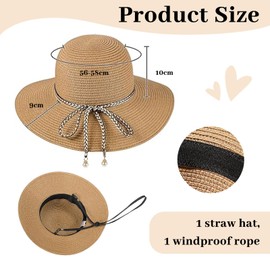 BelleVive Beach Sun Hats for Women, Straw Hat for Women, UPF 50+ UV Protection Women's Sun Hat, Summer Hats, Packable and Foldable Sun Hat for Women, Wide Brim Hat, Khaki