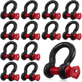 Otoolling 12 Pack 1/2" D Ring Shackle Heavy Duty with Screw Pin Galvanized Coating for Rigging Tow Strap Winch Off Road Truck Vehicle Recovery