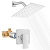 Heyalan 8 Inch Shower Head and Handle Set Square Shower