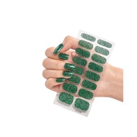 16Pcs Glitter Gold Pure Color Full Nail Wraps Nail Polish Sticker Thick Cs035 Nail Wraps Stickers Manicure Supplies for Women Nails Full Long Lasting Easy Apply and Remove