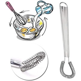 Silver Egg Beater Stainless Steel Mini Spring Coil Whisk Handheld Milk Frother Foamer Sauce Stirrer Blender Coffee Mixer Kitchen Egg Tools Whisks,Cooking Utensils