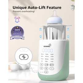 GROWNSY Nutri Bottle Warmer with Innovative Auto-Lift Feature, 10-in-1 Fast Baby Bottle Warmer with Night Light, Retain Nutrients Milk Warmer for All Bottles