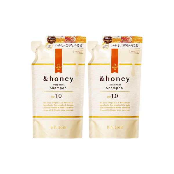 &honey & honey deep moist shampoo, refill, set of 2 "super moist organic prescription concentrated moisturizing", 11.8 fl oz (350 ml)