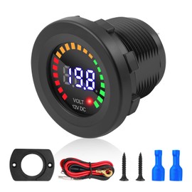 Volt Meter 12 Volt with LED Digital Display Panel,12V DC Battery Voltage Meter with Mounting Plate & Cables for Voltage Monitoring,Universal Voltages Gauge Car Accessories