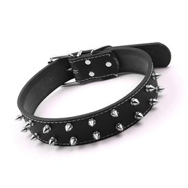 Luqeeg Collar de con Púas, Collar de Estilo Punk de Cuero PU Seguro para Perros Grandes (Black)