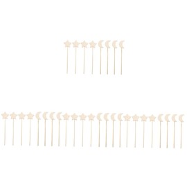 Kisangel 32 Pcs Handmade Wand Unfinished Wooden Cutouts Fairy Wand Art Craft Kit on Stick Wooden Fairy Wands Princess Wand Bulk Craft Supplies Child Party Supplies Girl