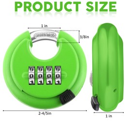 Maitys 4 Digit Combination Locks Stainless Steel Code Disc Lock Combo Padlock with Hardened Steel Shackle for Sheds Locker Storage Unit Gym Fence Gate Outdoor Indoor, Round (10, Green)