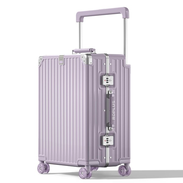ROPLUS Aluminium Frame Checked-Luggage with Smooth Jelly Wheels, Hardside Zipperless