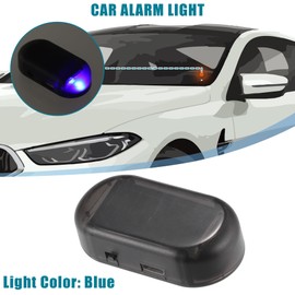 A ABSOPRO Universal Car Solar Power Simulated Dummy Alarm Car Security Anti-Theft LED Flashing Warning Light Fake Lamp with USB Charger Port Blue (Set of 2)