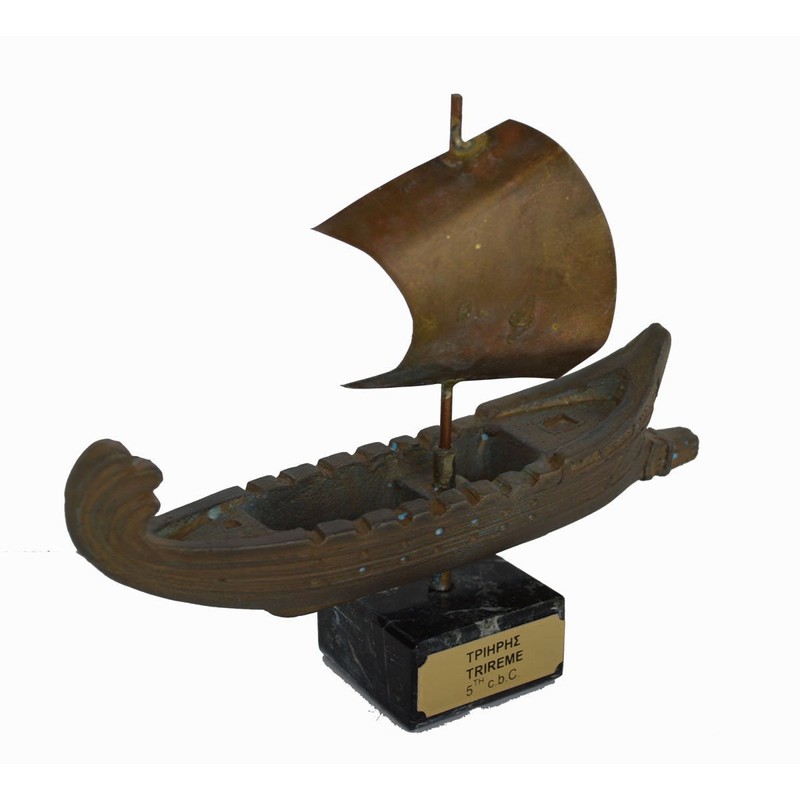 Estia Creations Trireme Sculpture Artifact Statue Ancient Greek Ship Miniature