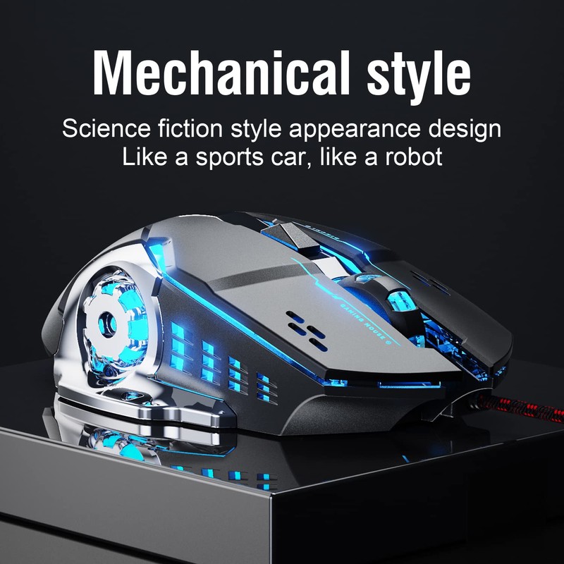 LiBO&HKBO Gaming Mouse Wired, USB Optical Computer Mice with RGB