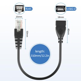 SYGGDERS 2 Pcs USB to RJ45 8p4c Ethernet Converter, Gigabit Ethernet Extension Cable (11.81 Inches) Suitable for Routers/Modems/Cameras/Set-Top Boxes/USB Network Cards