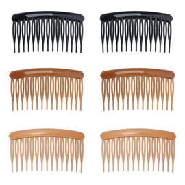 Ruwado 6 Pcs 15 Teeth Hair Side Comb 8 x 4.5 cm Twist French Vintage Style Hair Clips Pins Accessories for Women Girls Bridal Wedding Veil Fine Long Curly Hair Supplies (Colorful)
