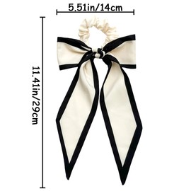4 PCS Bow Hair Ties Satin Scrunchies Black Beige Chiffon Hair Scrunchies with Ribbon Short Satin Knotted Elastic Scarf Bow Elastics Hair Tie Soft Textured Hair Ropes Accessories for Women Girls
