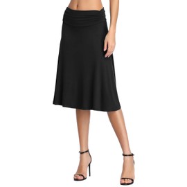 Urban CoCo Women's Ruched Waist Stretchy Flared Yoga Skirt (XL, Black)