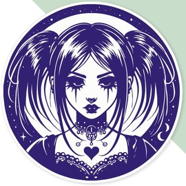 Extra Large 460mm 'Cute Goth Girl' Permanent Sticker Decal for Cars/Windows/Bins/Walls (DW00137807)