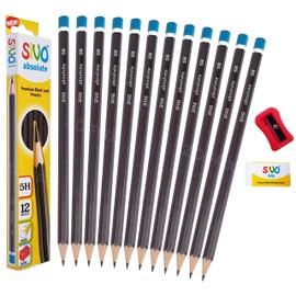 SIVO Professional Artist Drawing Pencils Value Pack Draw Sketch Tone Shade (12 x 5H Grade Pencils + Sharpener + Eraser + 1 x ZOFAX Black Pen)
