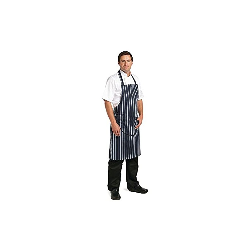 Whites Chefs Clothing A535 Poly-Cotton Butchers Apron, Blue Stripe