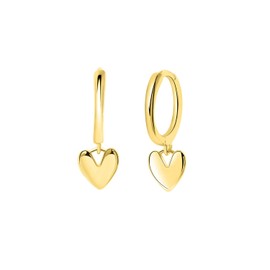 Tiny 14K Gold Plated 925 Sterling Silver Huggie Earrings with Heart Dangle Earrings Hoop Earrings for Women