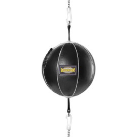 Deluxe Leather Boxing Speed Ball Black / Diameter Approximately 25 CM with Elastic Straps