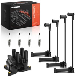 A-Premium 1 Ignition Coils with 4 Wire and 4 Iridium Spark Plugs Compatible with Ford Escape 2001-2004, Focus 2000-2004, Contour 1999-2000 & Mazda Tribute 2001-2004 & Mercury Mystique 1999-2000, 2.0L