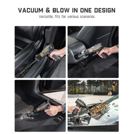 Fanttik Slim V9 Mix Car Vacuum, 4 in 1 Handheld Air Duster, 12000PA Suction Power with Smart LED Display, Cordless Portable Mini Keyboard Vacuum for Car Interior, Office Desk