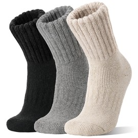 Merino Wool Thermal Boot Socks for Men Women Warm Thick Winter Hiking Cozy Christmas Stocking Stuffers Socks 3 Pairs(Beige/Black/Grey,M)