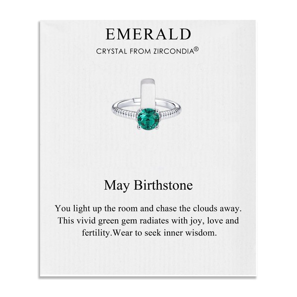 Philip Jones May (Emerald) Adjustable Birthstone Ring Created with Zircondia®