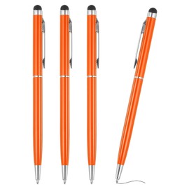 PATIKIL Ballpoint Pen with Stylus Tip, 4Pcs 2 in 1 Metal Pen Black Ink 1.0mm Medium Point Stylus Pen for Touch Screens, Orange