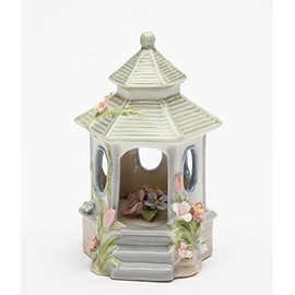 Cosmos Gifts Fine Porcelain Flowers Gazebo Figurine, 3-1/2" H