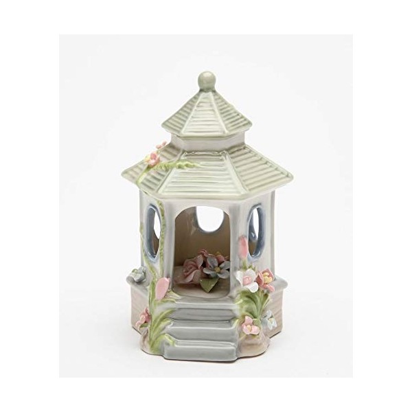 Cosmos Gifts Fine Porcelain Flowers Gazebo Figurine, 3-1/2" H