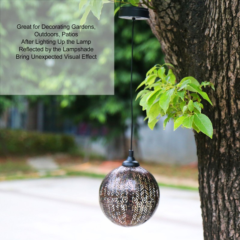 5.9in Solar Lantern Garden Garden LED Solar Hanging Lights Round