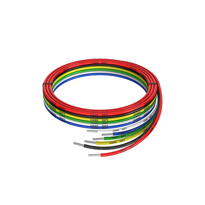 10awg Silicone Electrical Wire Cable 6 Colors (5ft Each) 10
