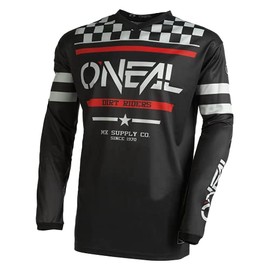 O'NEAL | Maglia Motocross Manica Lunga | MX Enduro | Protezione Gomito Imbottita, Collo a V, Traspirante | Element Jersey Squadron V.22 | Adulto | Nero Grigio | Taglia M