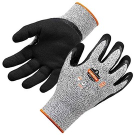 Nitrile Coated Work Gloves, Cut Resistant Level A3, Grip For Wet or Dry Enviroments, Ergodyne ProFlex 7031, Gray, Small