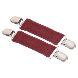 PATIKIL Hat Clip for Travel, 2Pcs Elastic Webbing Strap Hanging Buckle Glove Mitten Clips with Double Side Metal Clip for Keys Bed Sheet Sleeves Shawl, Dark Red