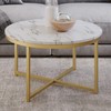 Coffee Table with Faux Marble Top - Modern Round Accent