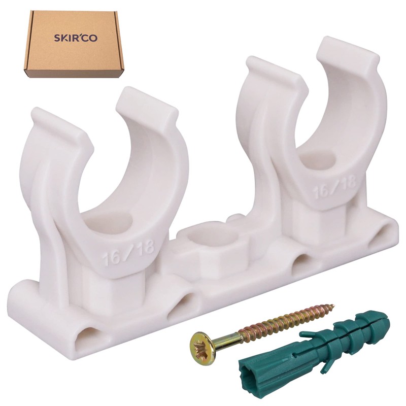SKIR'CO Pack of 50 Double Pipe Clamps, Plastic Clamps for
