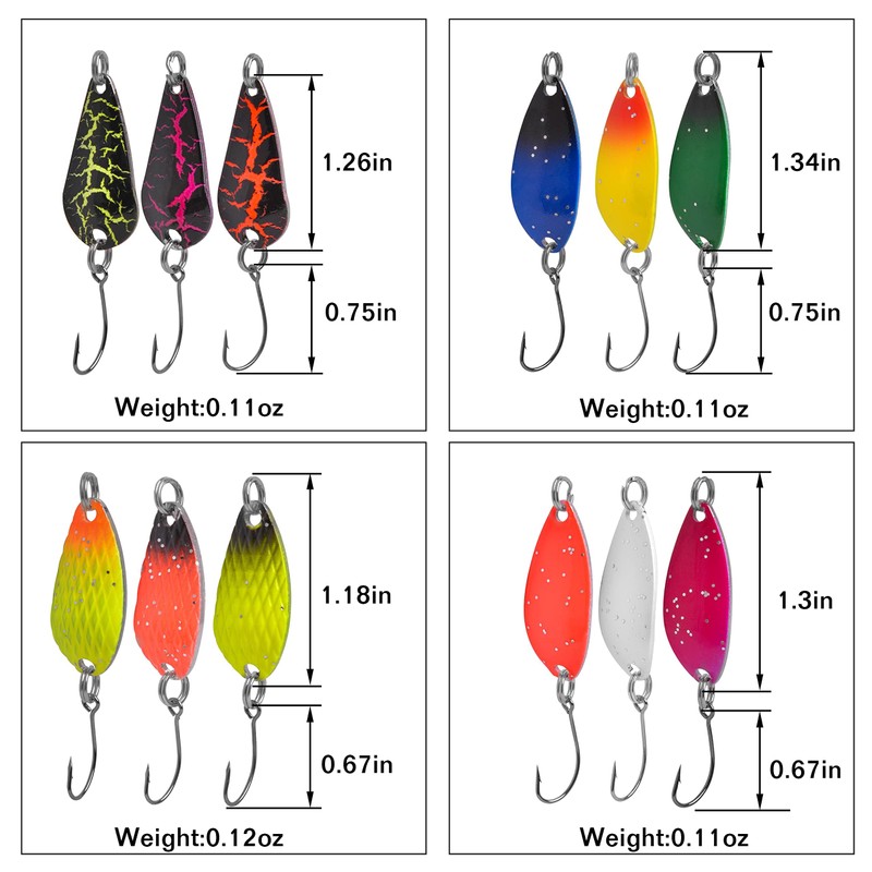 Trout Fishing Spoon Lure Set Single Hook Trout Lures Hard