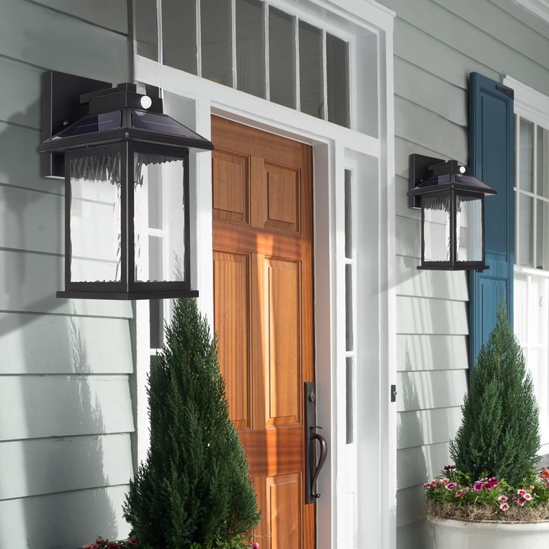 Solar Wall Lanterns Outdoor Motion Sensor, Solar Powered Porch Light