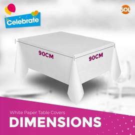 5pk White Paper Table Covers | 90x90cm Paper Tablecloths for Parties | White Table Cover Disposable Table Clothes For Parties | White Disposable Tablecloths Paper Table Cover | White Paper Table Cloth