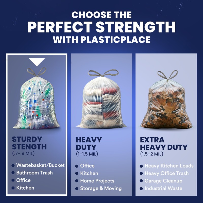 Plasticplace 32-33 Gallon Recycling Bags │ 0.9 Mil │ Clear