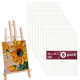 Canvas for Painting Set Made of 100% Cotton, 8 Pieces Small Canvas for Painting, 19 x 26.5 cm, Artist Canvases for Painting, Pre-Stretched White Artist Canvas Panel for Acrylic Paints, Oil Paints,