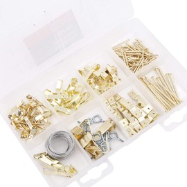 200 Pieces Picture Frames Hanging Hooks Set,Medium Photos Hangers Assortment Kit Install Tools Nail Hook Hanger Wire for Wall Mounting