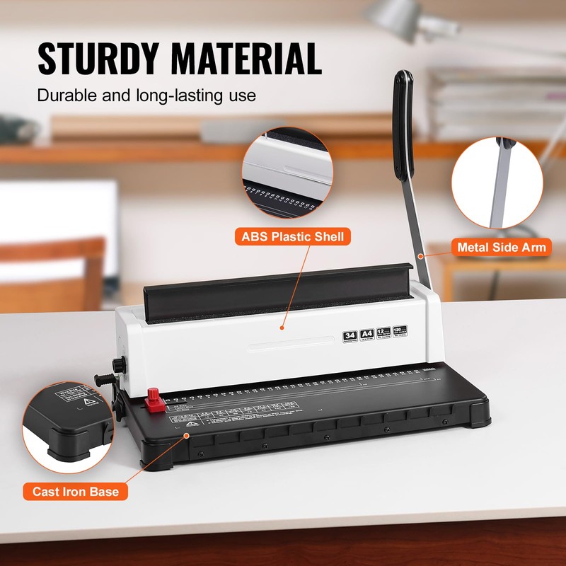 Happybuy Coil Spiral Binding Machine, Manual Book Creator with 34-Holes,