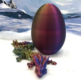 3D Printed Dragon Egg with Dragon Inside, Articulated Crystal Dragon in Egg, Executive Dragon Fidget Desk Toys for Gifts, Home Office Decor D001-S5 (RYB-Red Yellow Blue)
