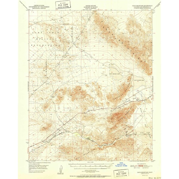 YellowMaps Cave Mountain CA topo map, 1:62500 Scale, 15 X